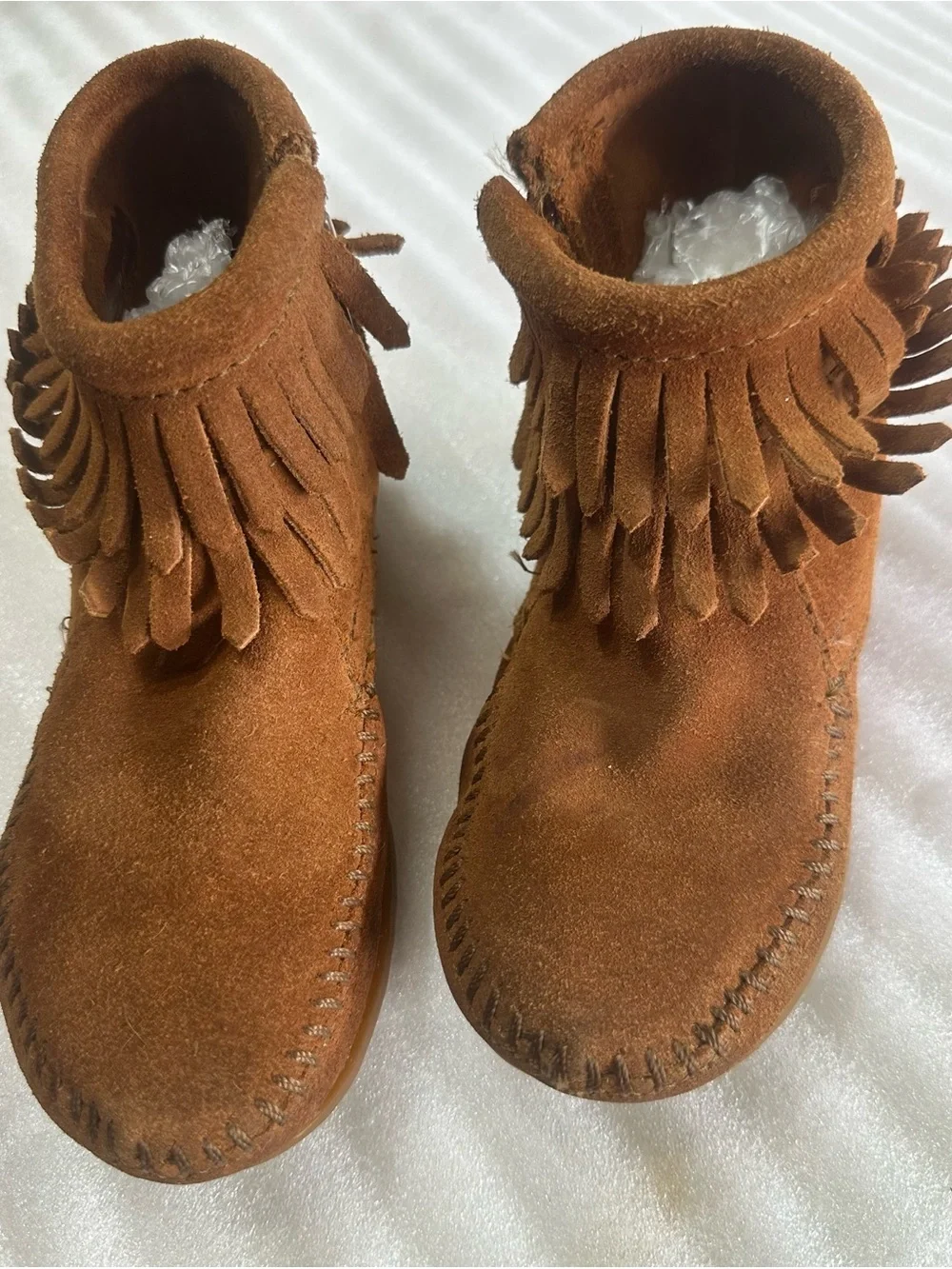 Minnetonka Kids Brown Suede Fringe Moccasin Boots
